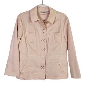 Chico's Blush Pink Spring Jacket Button Front Cotton Chicos 2/ US Womens Large